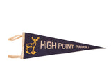 Vintage dark blue felt pennant, yellow deer and 'High Point Park, N.J.' lettering, 8