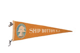 Muted orange vintage felt pennant with sailboat and Ship Bottom NJ text.