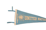 Vintage robin's egg blue felt flag with creamy white hoist edge and hanging loops.