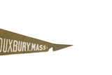 Worn olive green felt flag tip with 'MASS.' lettering for Duxbury, Mass.