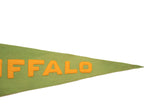 Tapered lime green felt pennant with mustard yellow 'FFALO' lettering.
