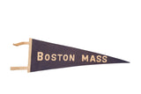 Vintage 1930s Boston Massachusetts felt flag, navy blue with cream lettering, 8x24 inches.