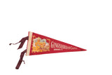 Vintage red felt flag displaying Gingerbread Castle art and 'Hamburg, N.J.' text, 4.5x11.