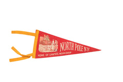 North Pole NY Santas Workshop Felt Flag // ONH Item 3872