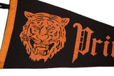 Black felt Princeton flag with orange tiger head, 