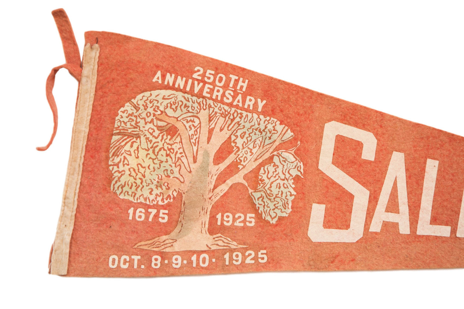 Antique 250th Anniversary 1925 Salem NJ Felt Flag // ONH Item 3881 Image 1