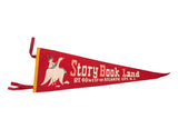 Mid-century Story Book Land Atlantic City felt flag with witch and candy cane text.