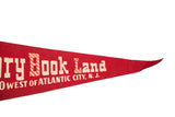 Red felt pennant's pointed end, showing stylized 'L' and 'Atlantic City, N.J.' text.