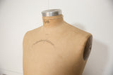 Vintage male mannequin bust with '40' size marking and 'Palmenberg Cavanaugh' text.
