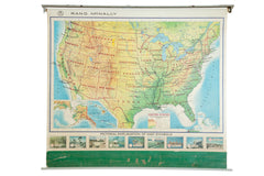 Vintage Rand Mcnally Usa Pull Down Map