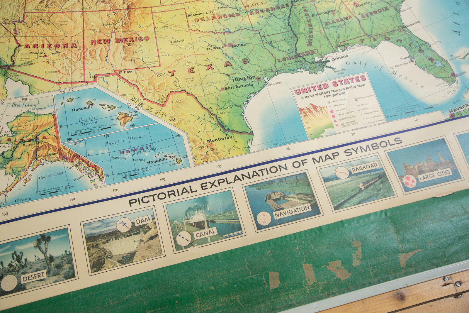 Vintage Rand Mcnally Usa Pull Down Map