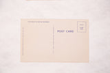 Reverse side of a vintage postcard showing publisher and seller details in blue text.