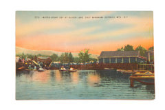 Vintage Catskills NY Postcard Water Sport Day at Silver Lake