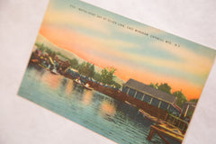 Vintage Catskills New York Postcard Water Sport Day at Silver Lake
