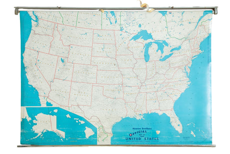 Vintage Hearne Brothers Usa Pull Down Map