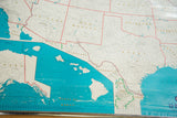Vintage USA map detail showing Hawaii, Alaska, and Southwestern states with teal Pacific Ocean.
