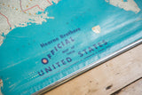Vintage Hearne Brothers USA map bottom edge, metal rod, 