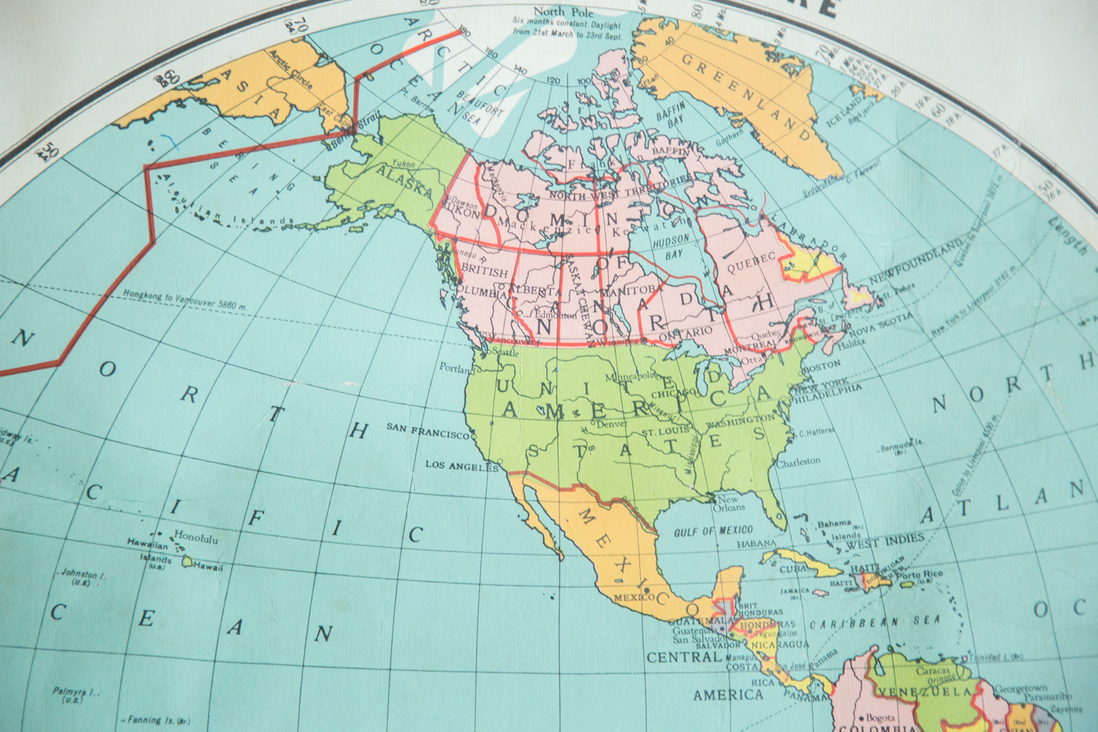 Antique Nystrom The World In Hemispheres Pull Down Map :: Maps :: 3924