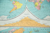 Antique Nystrom pull down map: graphical mountains of Europe and Africa.