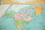 Antique Nystrom map detail of North America and the Arctic, with historic canvas texture.