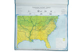 Vintage Denoyer-Geppert Canadian History Series War Between the States map, green, yellow, blue