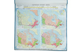 Vintage Denoyer-Geppert Canadian History map series showing political evolution in red, green, blue.