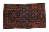 Collectible antique Belouch rug with allover geometric trellis, scrolling border, in terra cotta and dark brown. 3x5.