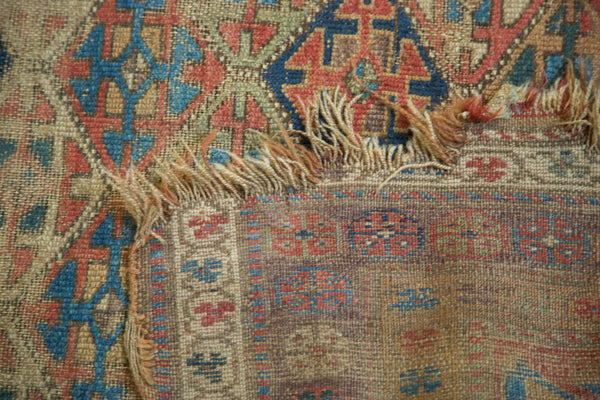 Antique Tattered Kurd Rug