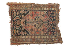 Antique Tattered Malayer Square Rug