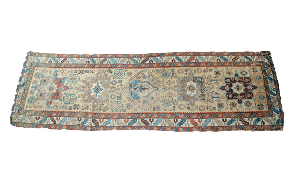 3x11 Antique Northwest Persian Yellow Rug Runner // ONH Item 1549