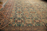 Antique Mahal with rare emerald green ground, allover Veramin floral design and soft abrashes.