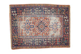 Classic Vintage Karaja rug: triple medallion, brick red, navy blue geometric field, 3'3