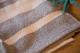 Loomination handwoven gray and natural striped cotton dish towel texture.