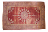 Vintage Amritsar carpet, wine red, central medallion, and ivory, mauve borders. 9'6