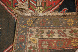 Tight hand-knotted weave and original macrame fringe of a vintage Bijar rug reverse.