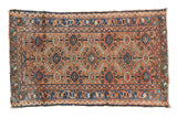Antique Lilihan rug, allover geometric design in apricot peach, sky blue, and ivory, 2'5