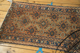 Apricot peach Lilihan rug showing geometric concentric circles, serrated leaves, and tattered ends.