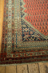 Intricate borders and patterned spandrel with stylized turtle motifs on this antique Malayer rug.