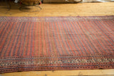Antique fine Malayer runner, allover intricate shrub boteh design with rainbow color effect.