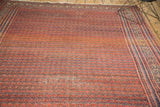 Intricate brick red and sky blue shrub boteh pattern of an antique Malayer rug runner.