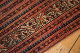 Antique Malayer runner border detail: reciprocating pawn, Serbend vinery, red, blue, ivory.