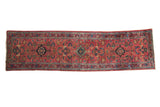 Persian Lilihan vintage runner: triple medallions, delicate vinery, floral palmettes, raspberry.