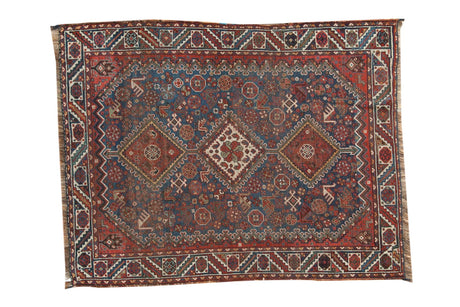 4x5 Antique Qashqai Square Rug // ONH Item 4080