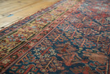 Antique Kurdish runner pile, repeating diamond tree Garden of Paradise motif on a navy field.