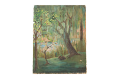 Vintage Tree and Lake Painting // ONH Item 4133