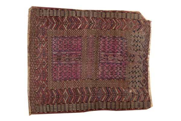 4.5x5 Antique Turkmen Square Rug // ONH Item 4143