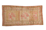 Vintage hand-knotted Oushak rug, abrashed camel field with blush pink floral designs, 4x7.5.