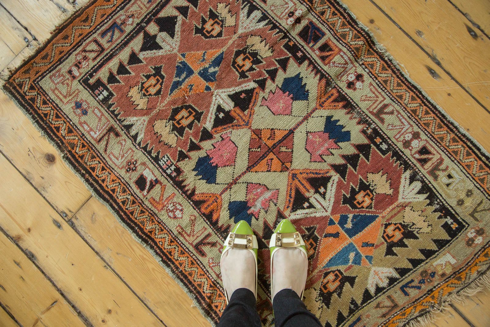 Antique Caucasian Square Rug