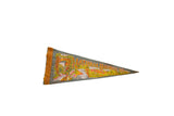 Vintage Natural Bridge VA felt pennant with colorful scenic landscape. Measures 4.5 by 11.5 inches.