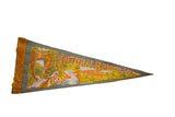Angled vintage felt pennant showing 'Natural Bridge VA' text and colorful scenic art.